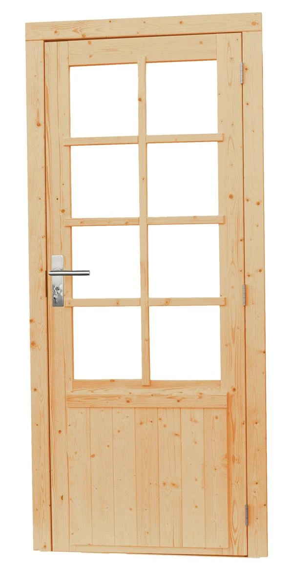 Vuren Enkele Deur 8-Ruits Rechtsdraaiend Onbehandeld 90 cm - Lengte 201 cm - Afbeelding 1